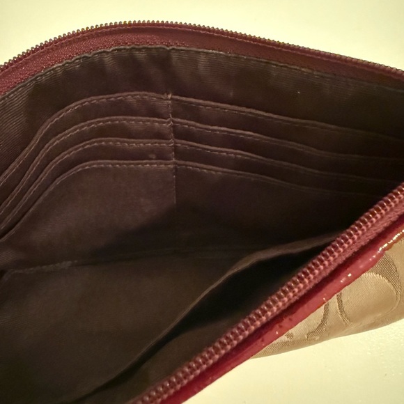 Coach Beige and Burgundy Wristlet - Picture 5 of 8